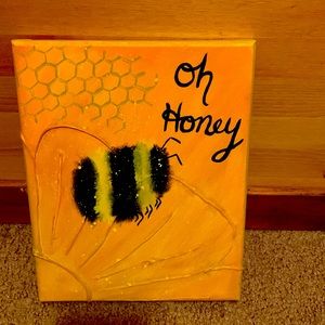 8 x 10 mixed media acrylic painting raised sunflower